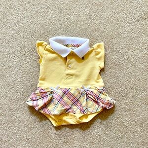 Vintage George Baby Organic Baby Girl’s Romper White Collar Plaid Skirt